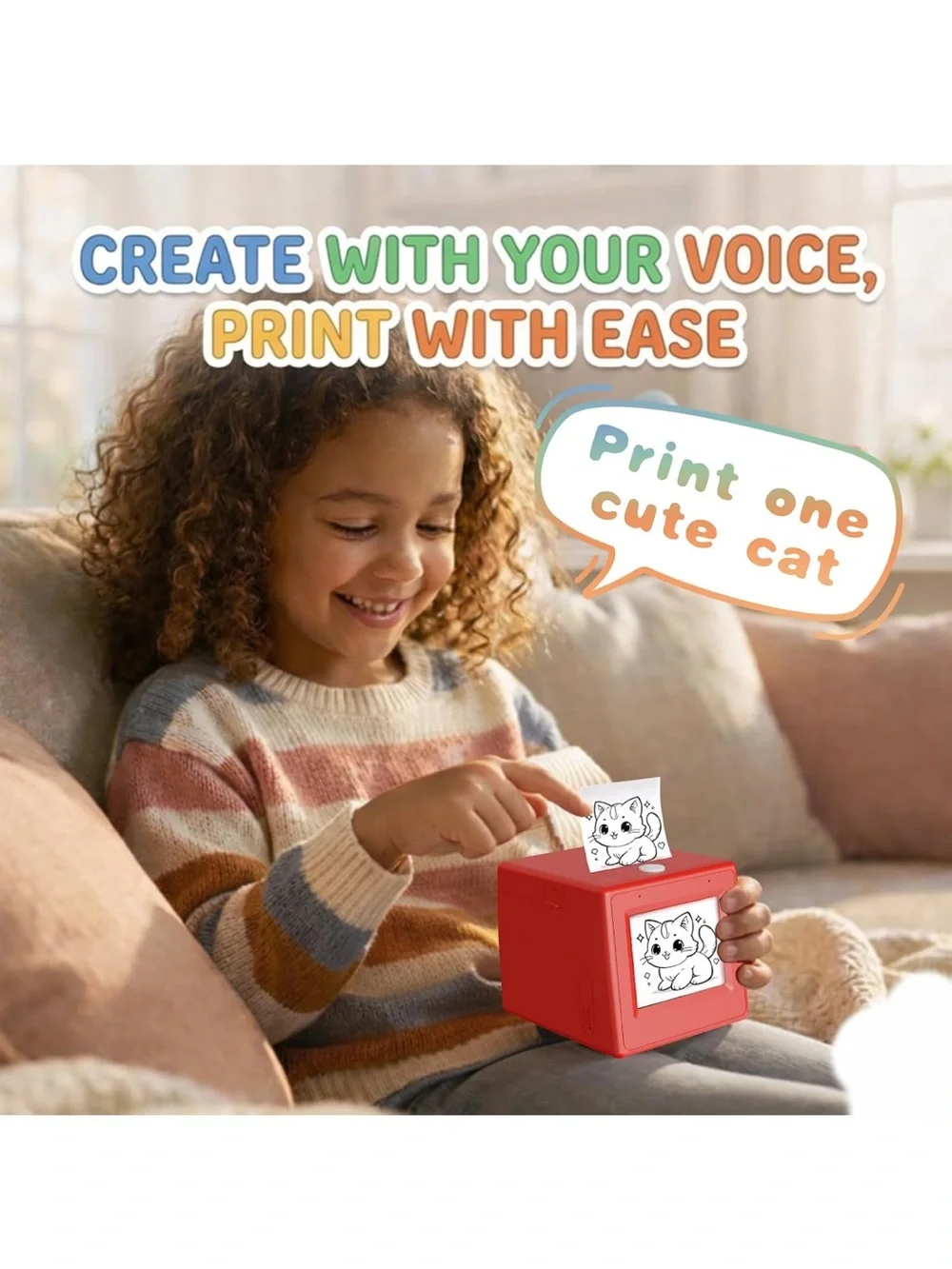 AI voice Sticker Printer box portable thermal inkless printer with 5 rolls